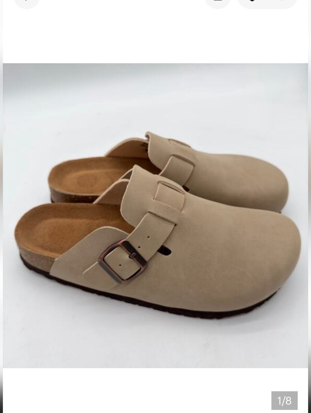 NEW CushionAire Hana Suede Cork Footbed Mules in Beige TAN SIZE 8